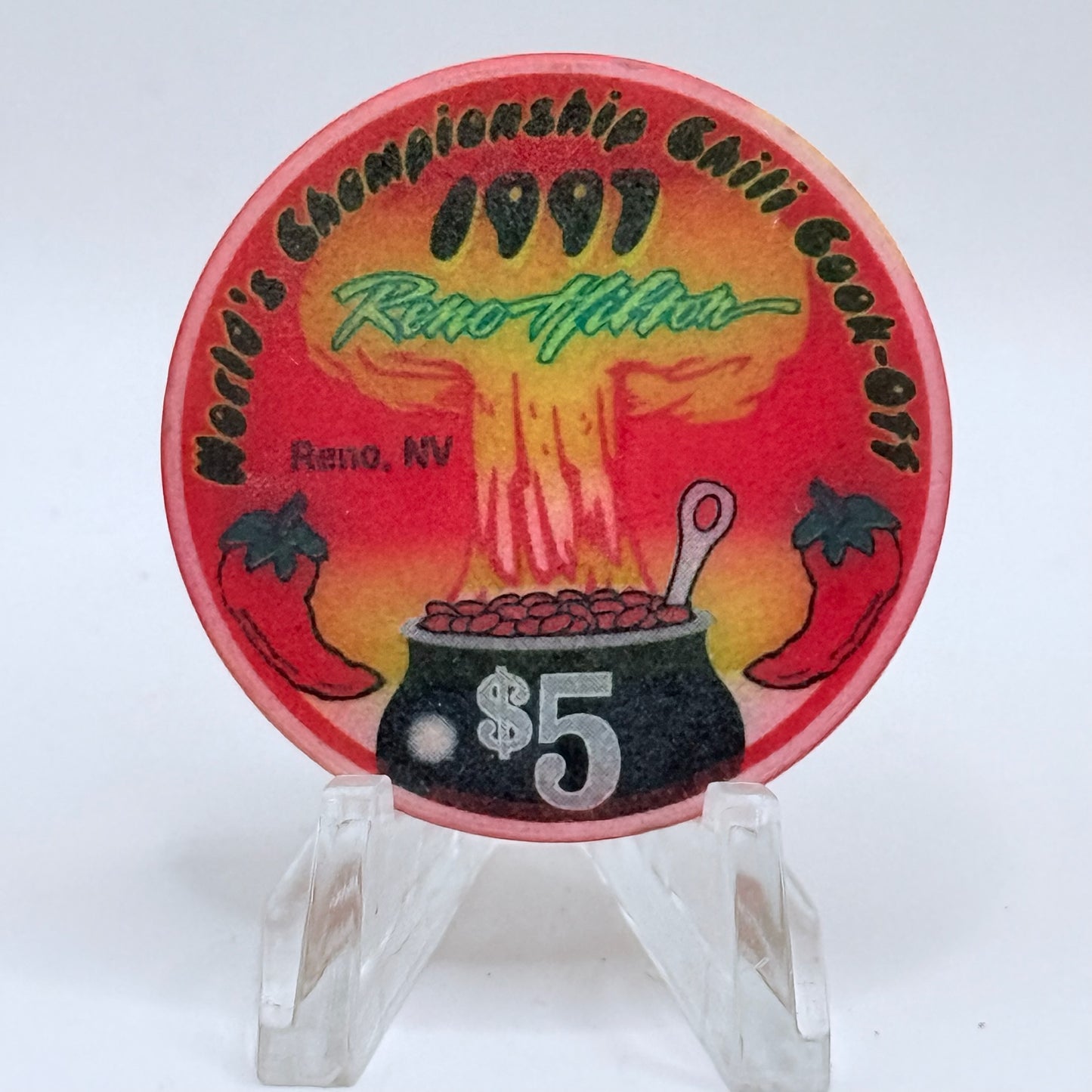 Hilton Resort Reno Nevada 1997 'Chile Cook-off' LE $5 Casino Chip N9945