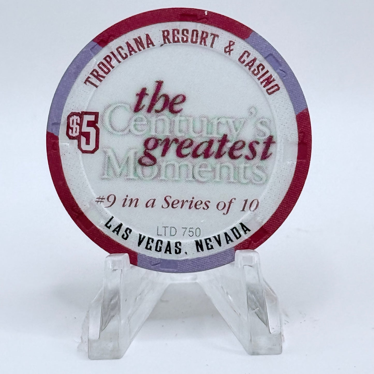 Tropicana Las Vegas Nevada 1999 '1980's - Berlin Wall Demolished' Series 17 LE $5 Casino Chip V5831