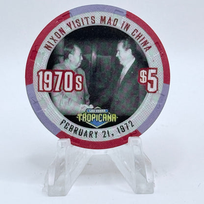 Tropicana Las Vegas Nevada 1999 '1970's - Nixon Visits Mao In China' Series 17 LE $5 Casino Chip V5830