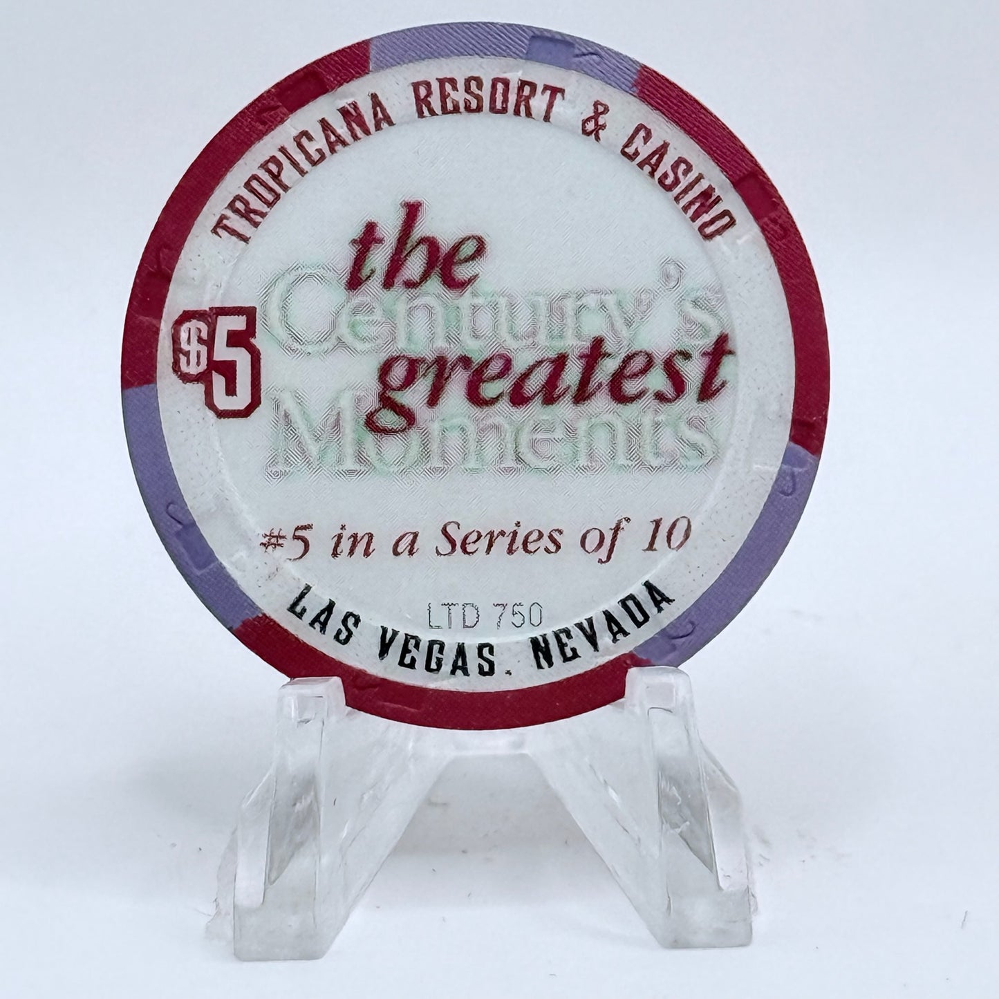 Tropicana Las Vegas Nevada 1999 '1940's - Jackie Robinson Breaks Color Barrier' Series 17 LE $5 Casino Chip V5827