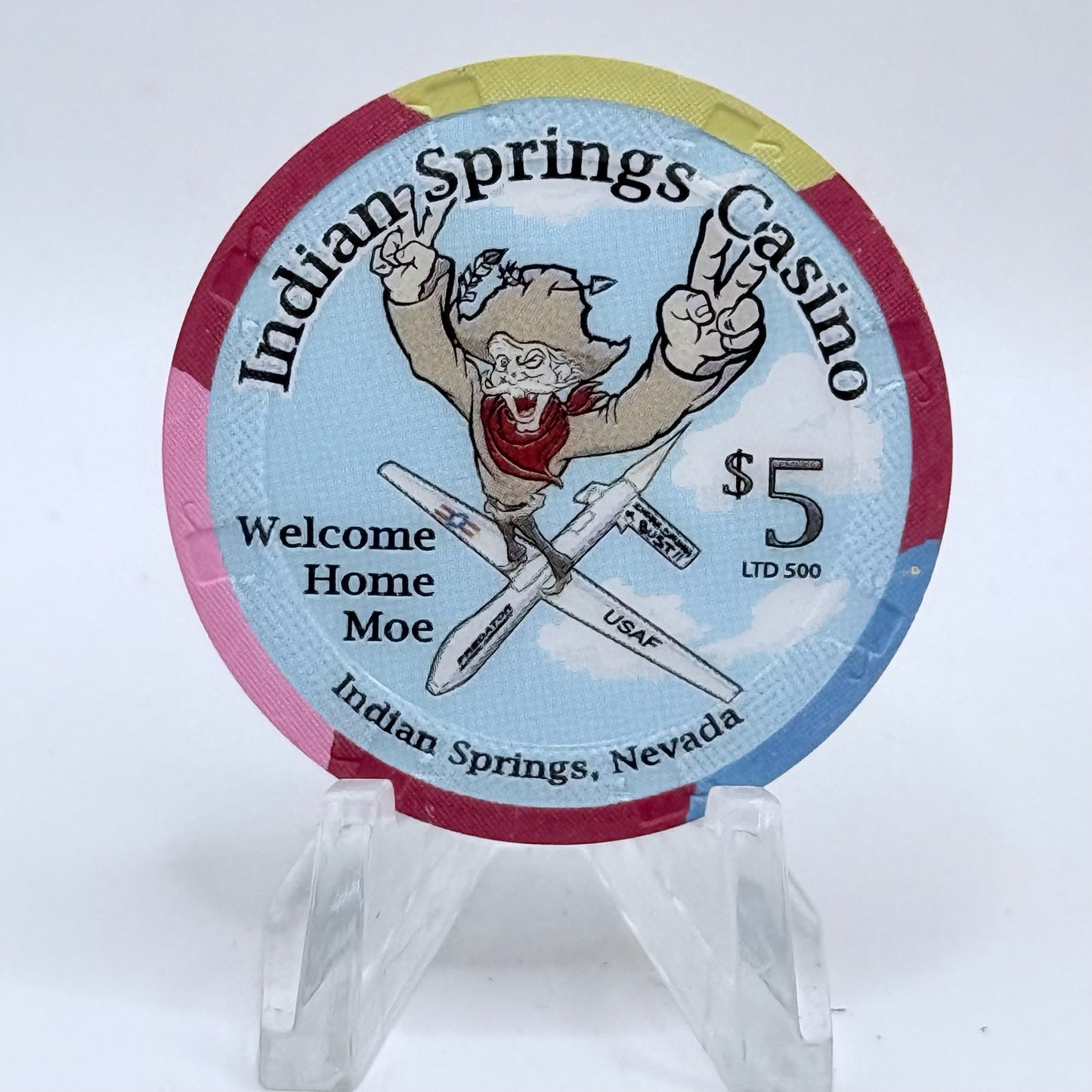 Indian Springs Casino Indian Springs Nevada 2004 'Welcome Home Moe' LE $5 Casino Chip E4000