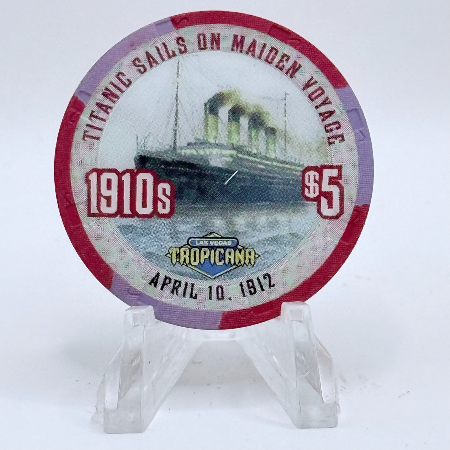 Tropicana Las Vegas Nevada 1999 '1910's - Titanic Launch' Series 17 LE $5 Casino Chip V5824