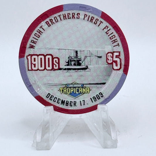 Tropicana Las Vegas Nevada 1999 '1900's - Wright Brothers First Flight' Series 17 LE $5 Casino Chip V5823