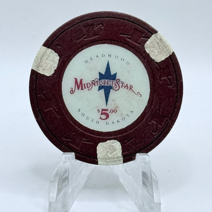Midnight Star Deadwood South Dakota 1991 $5 Casino Chip D5200