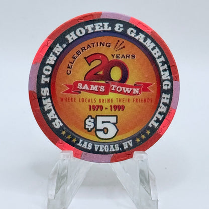 Sam's Town Las Vegas Nevada 1999 'Sam Boyd, 20th Anniversary' LE $5 Casino Chip V5498