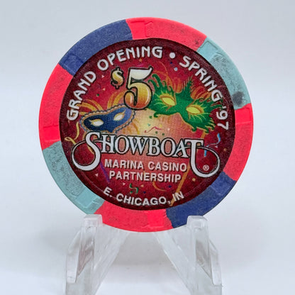 Showboat Casino E. Chicago Indiana 1997 'Grand Opening' LE $5 Casino Chip