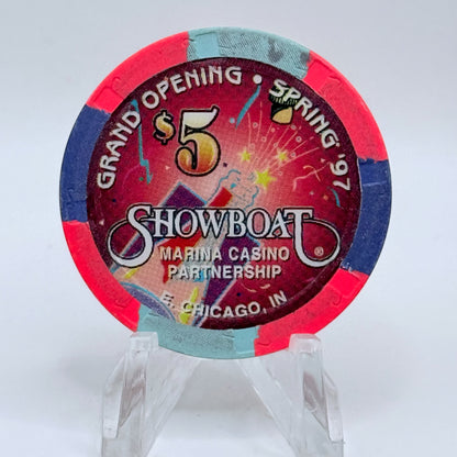 Showboat Casino E. Chicago Indiana 1997 'Grand Opening' LE $5 Casino Chip