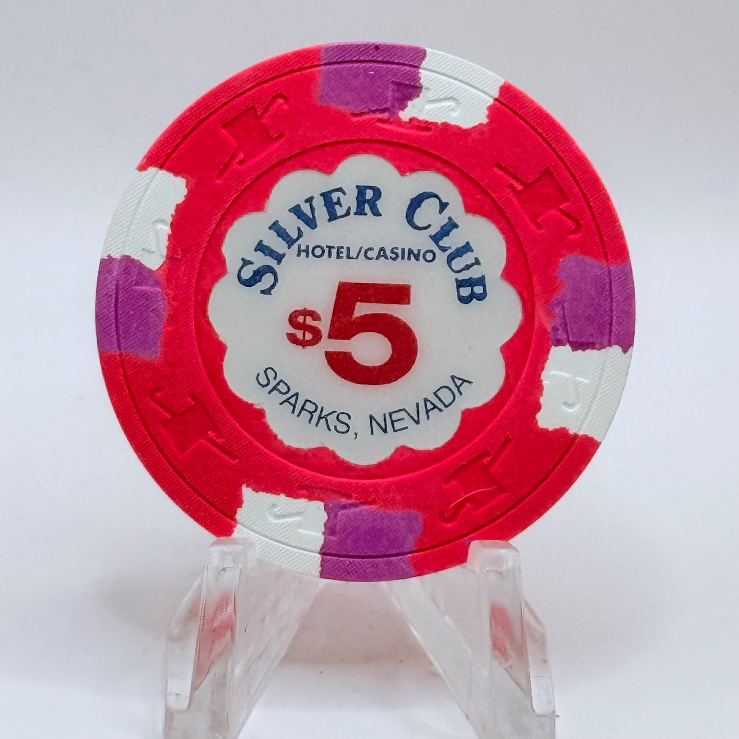 Silver Club (Karl's) Sparks Nevada 1989 'Prototype' $5 Manufacturer Sample Chips E7352