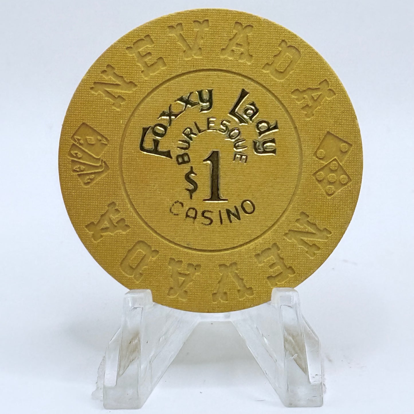 Foxxy Lady N. Las Vegas Nevada 1974 $1 Borland Imitation Casino Chip N6080.1