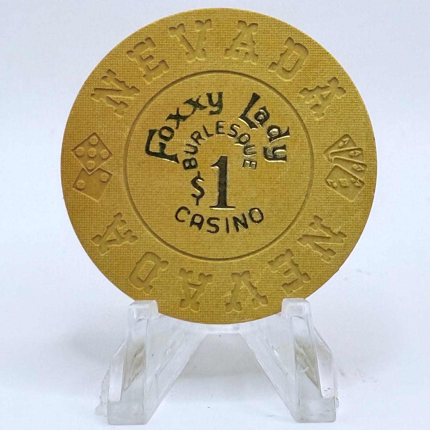 Foxxy Lady N. Las Vegas Nevada 1974 $1 Borland Imitation Casino Chip N6080.1