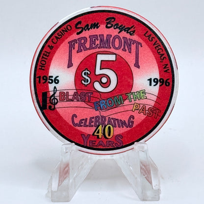 Fremont Las Vegas Nevada 1996 'Celebrating 40 Years' LE $5 Casino Chip N8403