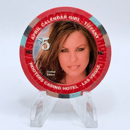 Hooters Casino Hotel Las Vegas Nevada 2007 'April Calendar Girl - Tiffany' Series 5 LE $5 Casino Chip E5888