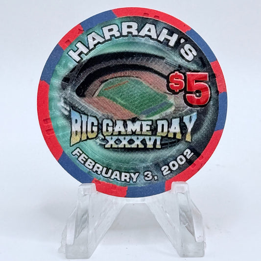 Harrah's Las Vegas Nevada 2002 'Big Game Day XXXVI' LE $5 Casino Chip V8902