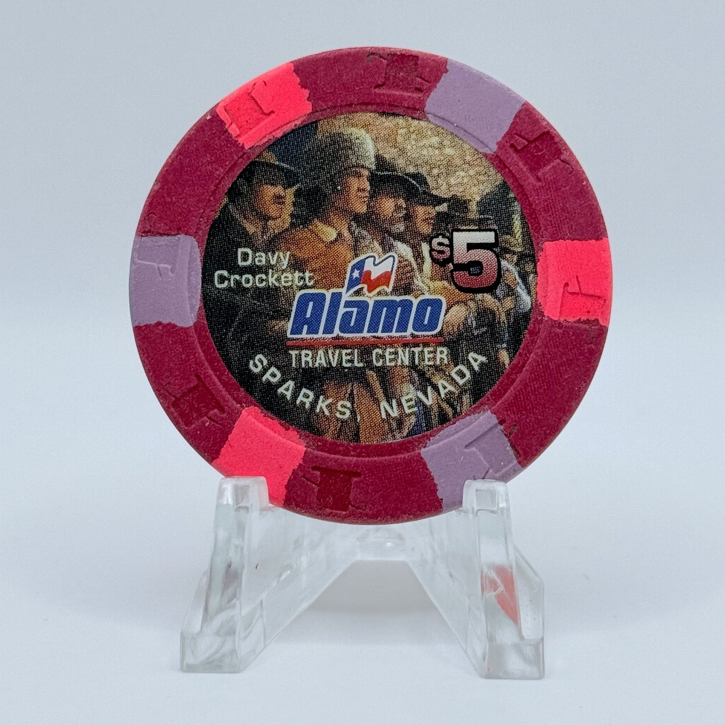 Alamo Travel Center Sparks Nevada 1997 'Davy Crockett' $5 Casino Chip N8387