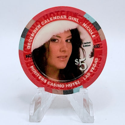 Hooters Casino Hotel Las Vegas Nevada 2007 'December Calendar Girl - Nicole' Series 5 LE $5 Casino Chip E5890