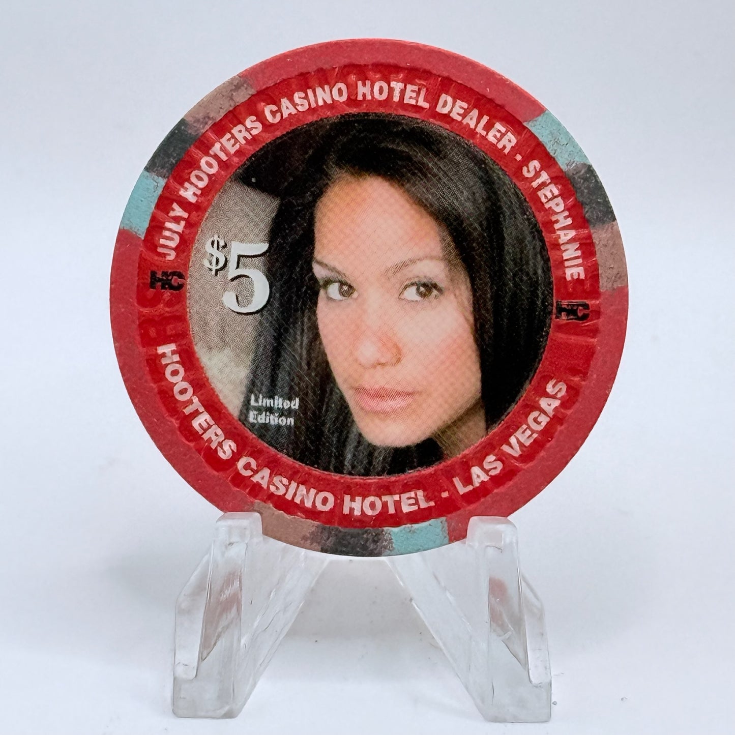 Hooters Casino Hotel Las Vegas Nevada 2007 'July - Stephanie' Series 5 LE $5 Casino Chip E5893