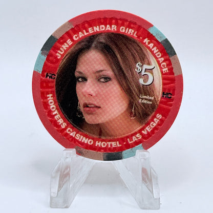 Hooters Casino Hotel Las Vegas Nevada 2007 'June Calendar Girl - Kandace' Series 5 LE $5 Casino Chip E5894