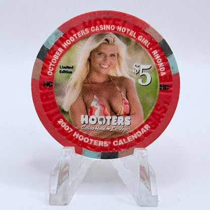 Hooters Casino Hotel Las Vegas Nevada 2007 'October - Rhonda' Series 5 LE $5 Casino Chip E5898