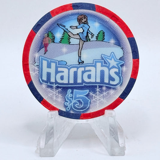 Harrah's Las Vegas Nevada 2008 'Lady On Skates' LE $5 Casino Chip E8028