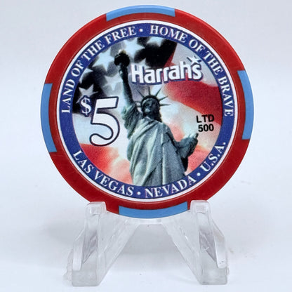 Harrah's Las Vegas Nevada 2003 'Land Of The Free, Home of the Brave' LE $5 Casino Chip E0930