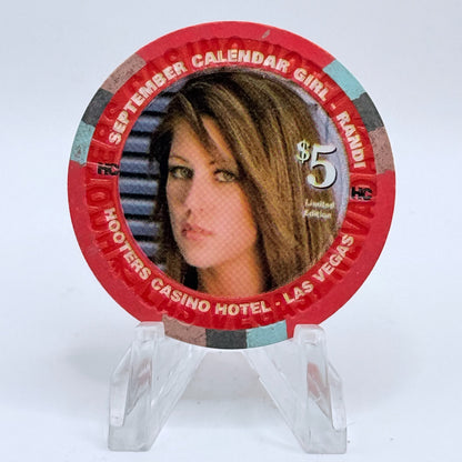 Hooters Casino Hotel Las Vegas Nevada 2007 'September Calendar Girl - Randi' Series 5 LE $5 Casino Chip E5899