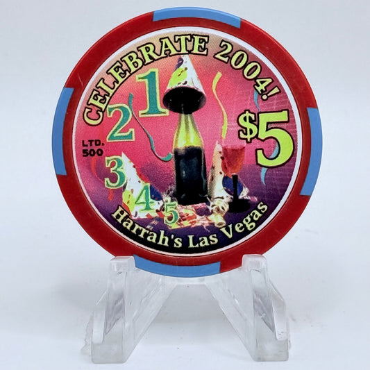 Harrah's Las Vegas Nevada 2004 'Celebrate' LE $5 Casino Chip E0915