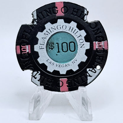 Flamingo Hilton Las Vegas Nevada 1990s 'Rubber Chip, Notched' $100 Casino Chip V4161