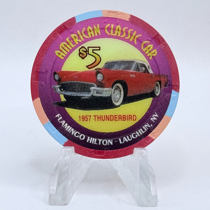 Flamingo Hilton Laughlin Nevada 1996 '1957 Thunderbird' Series 10 LE $5 Casino Chip N2470