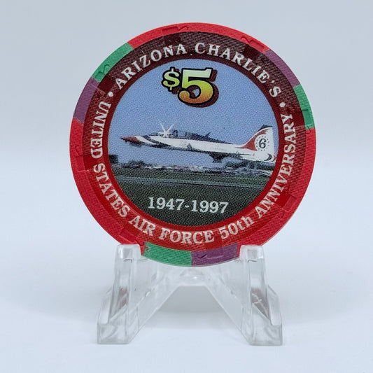 Arizona Charlie's Decatur (West) Las Vegas Nevada 1997 'USAF 50th Anniversary' LE $5 Casino Chip V2013