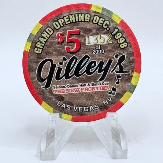 The New Frontier Las Vegas Nevada 1998 'Grand Opening Gilley's' LE $5 Casino Chip V2599