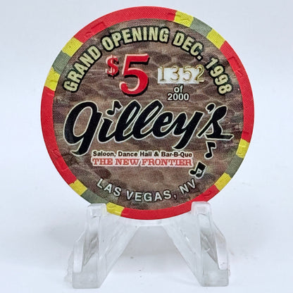 The New Frontier Las Vegas Nevada 1998 'Grand Opening Gilley's' LE $5 Casino Chip V2599