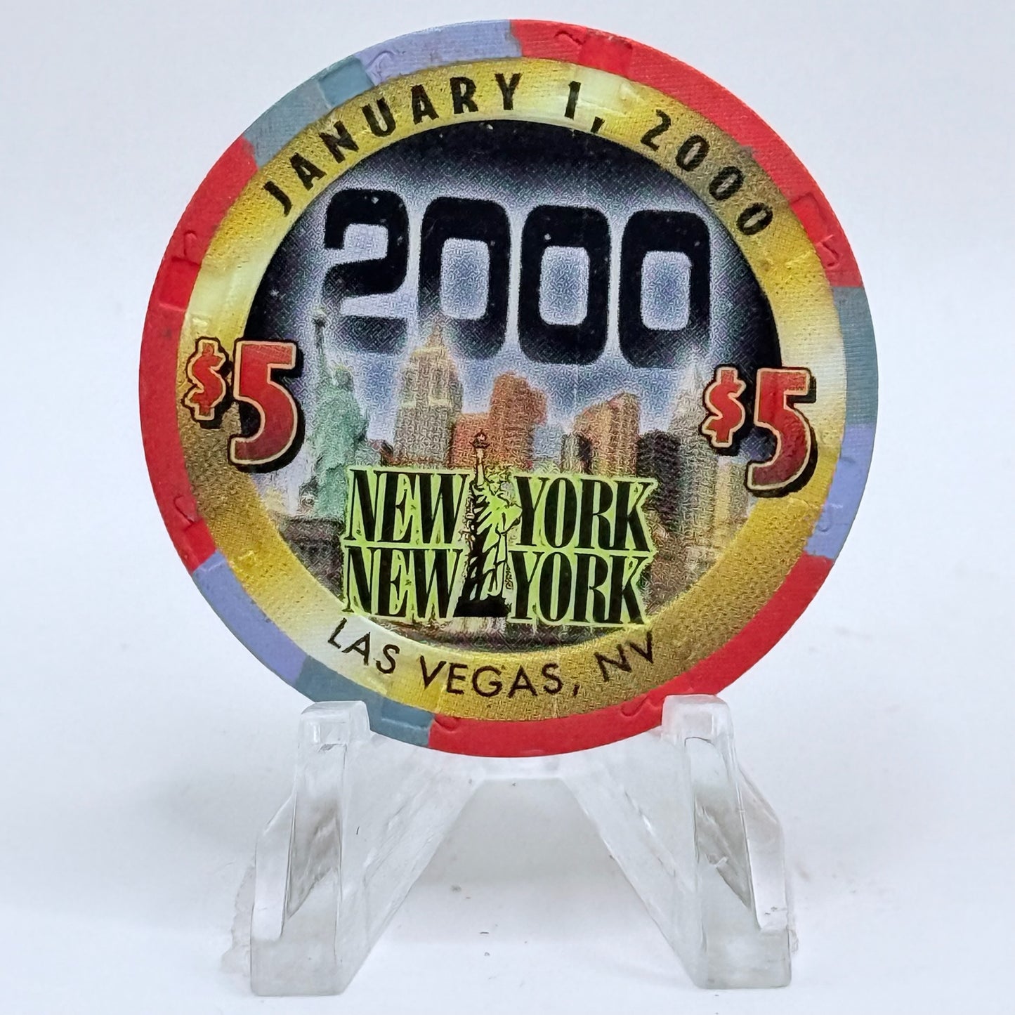 New York New York Las Vegas Nevada 1999 'Millennium' LE $5 Casino Chip V5107