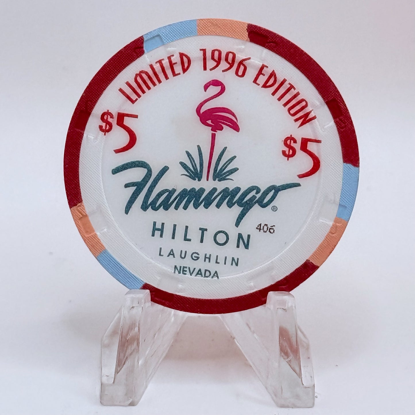 Flamingo Hilton Laughlin Nevada 1996 '1961 Corvette Fuelie' Series 10 LE $5 Casino Chip N2472
