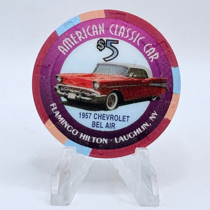 Flamingo Hilton Laughlin Nevada 1996 '1957 Chevrolet Bel Air' Series 10 LE $5 Casino Chip N2468