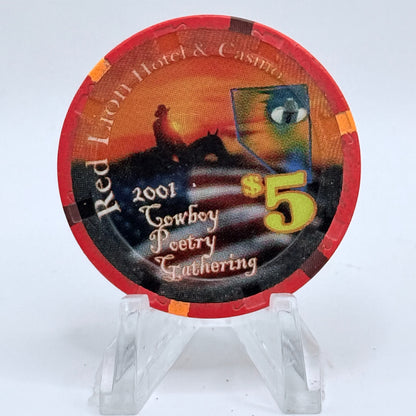 Red Lion (Inn &) Casino Elko Nevada 2001 'Cowboy Poetry Gathering' LE $5 Casino Chip V7397