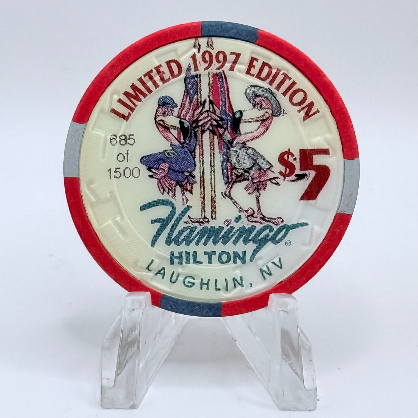 Flamingo Hilton Laughlin Nevada 1997 'Civil War Commemorative' Series 9 LE $5 Casino Chip N8303