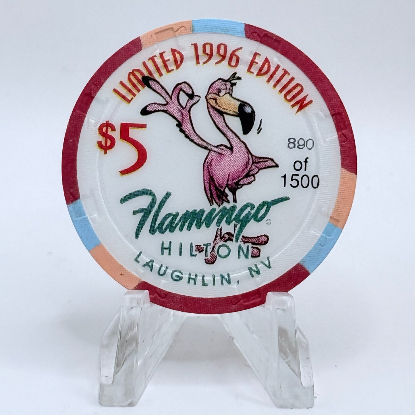 Flamingo Hilton Laughlin Nevada 1996 'Legends of the West - Wild Bill Hickok' Series 8 LE $5 Casino Chip N8282