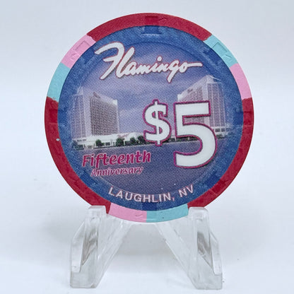 Flamingo Laughlin Nevada 2005 'Fifteenth Anniversary' LE $5 Casino Chip E8473