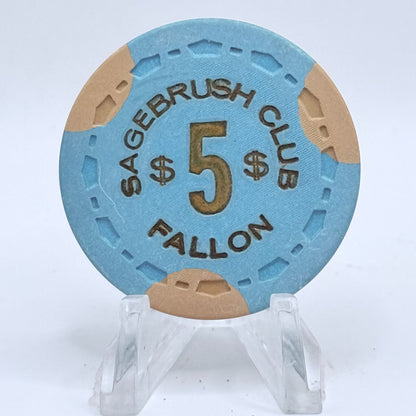 Sagebrush Club Fallon Nevada 1968 $5 Casino Chip N6612