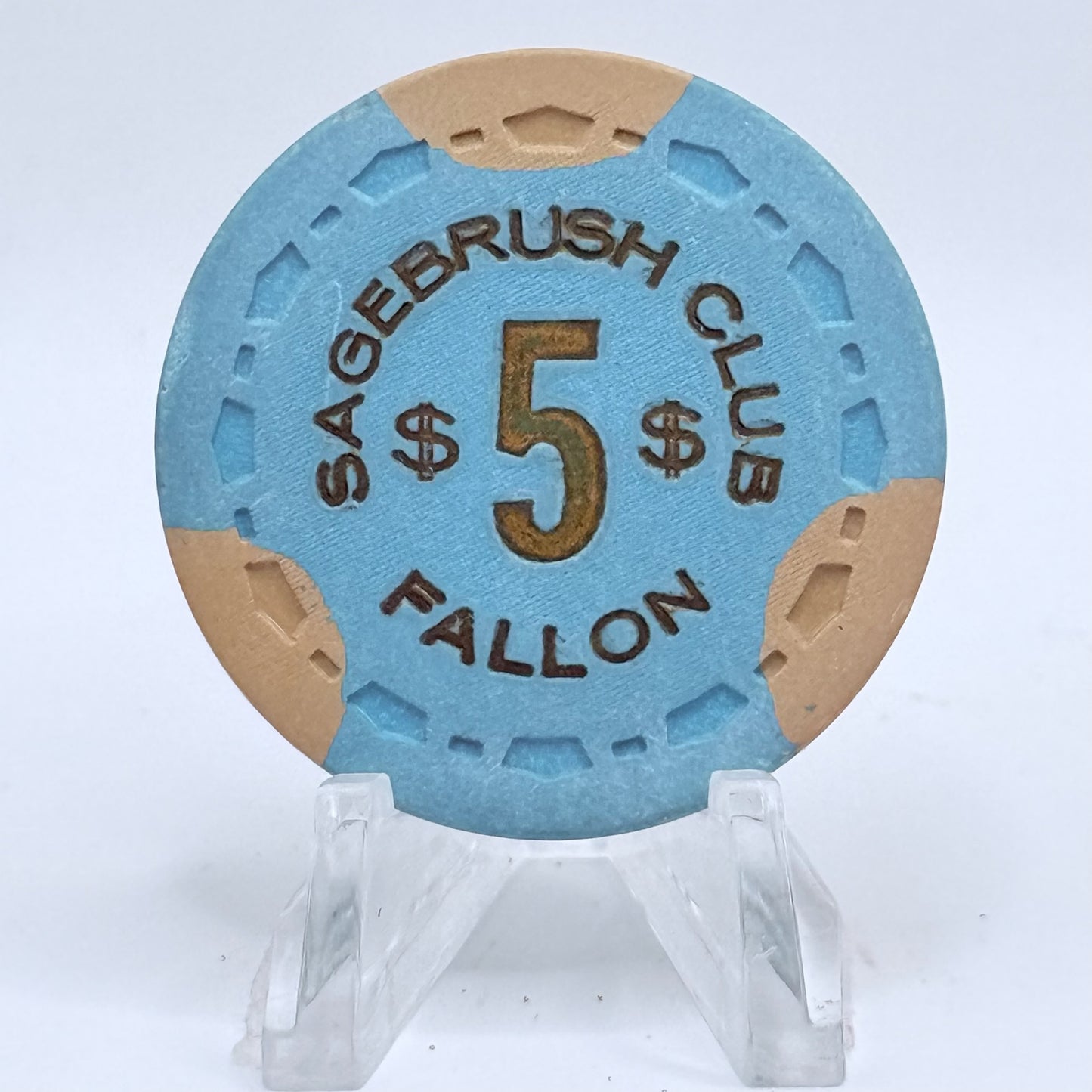 Sagebrush Club Fallon Nevada 1968 $5 Casino Chip N6612