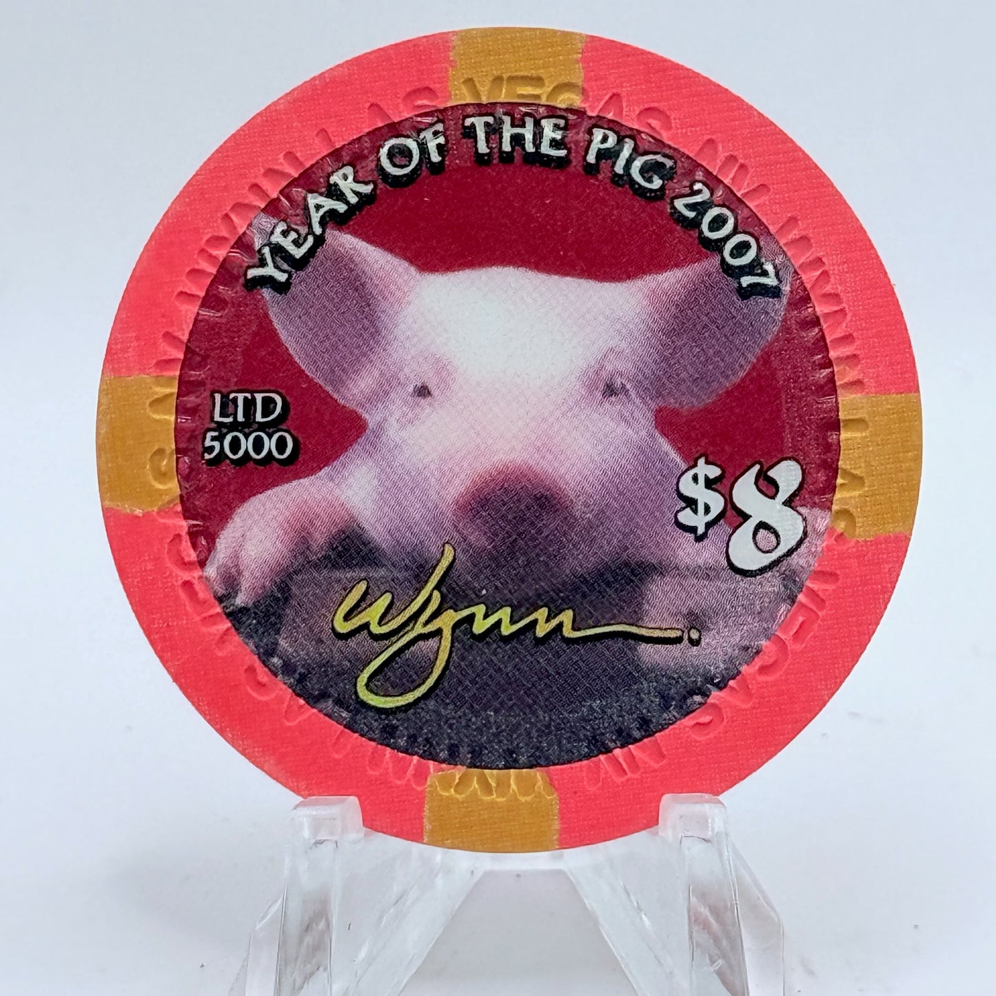 Wynn Las Vegas Nevada 2007 'Year Of The Pig' LE $8 Casino Chip E6072