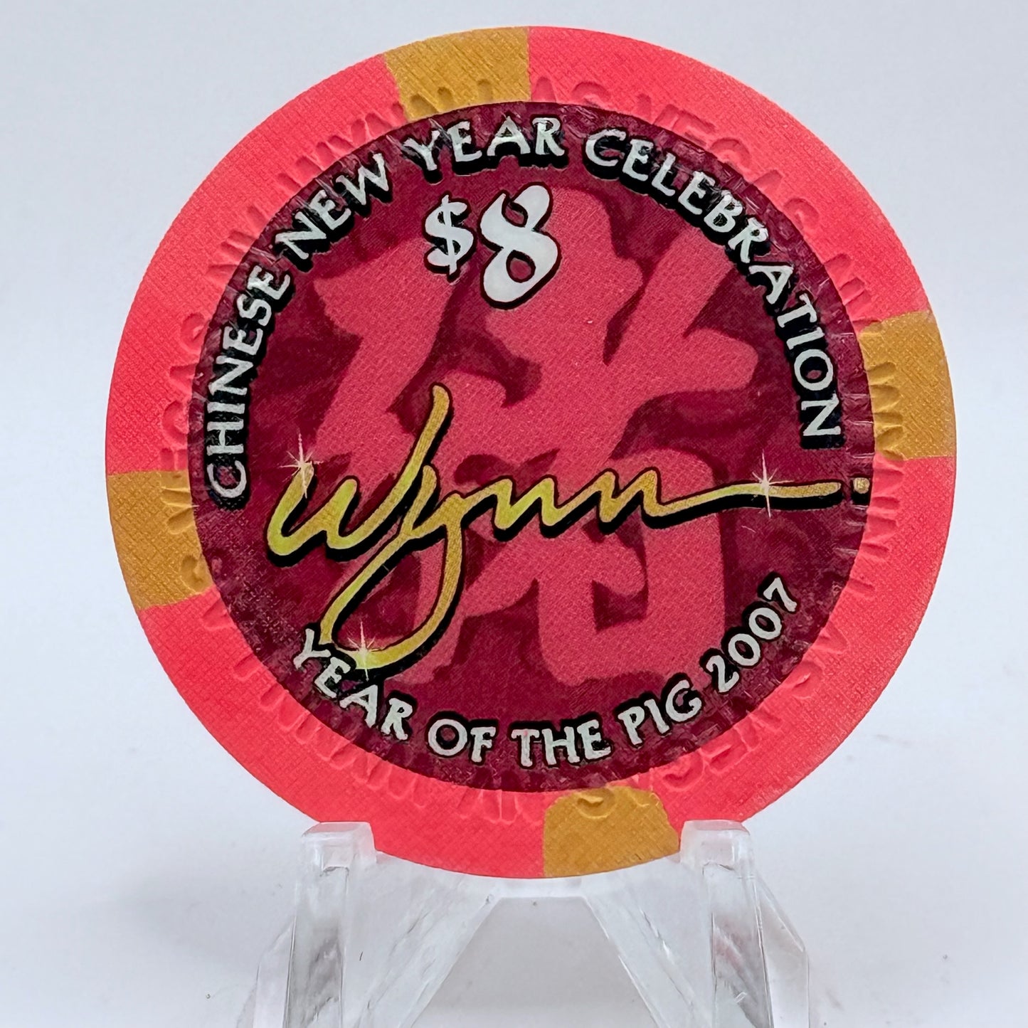 Wynn Las Vegas Nevada 2007 'Year Of The Pig' LE $8 Casino Chip E6072
