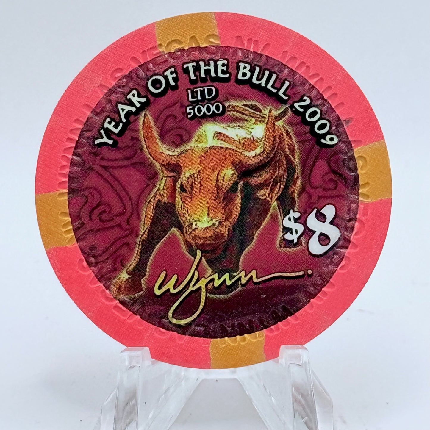 Wynn Las Vegas Nevada 2009 'Year Of The Bull' LE $8 Casino Chip E8436