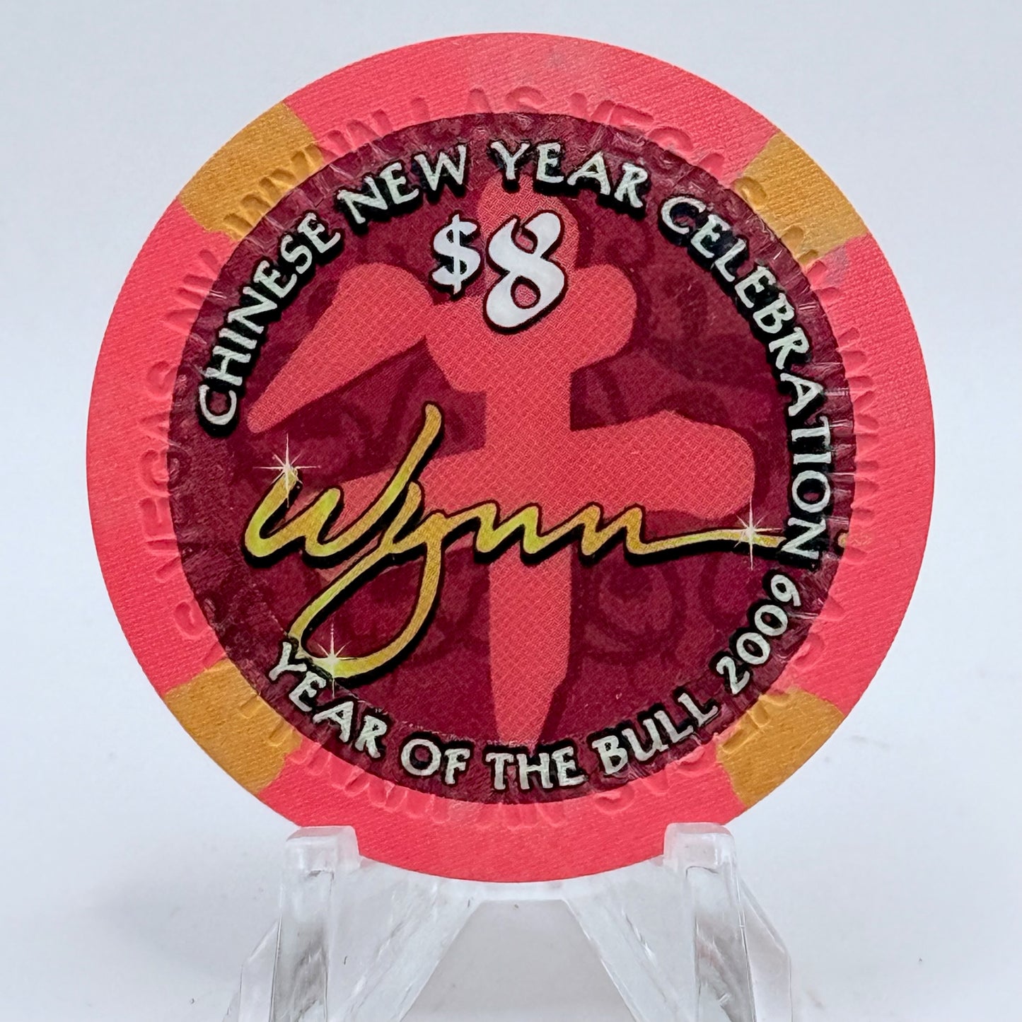 Wynn Las Vegas Nevada 2009 'Year Of The Bull' LE $8 Casino Chip E8436