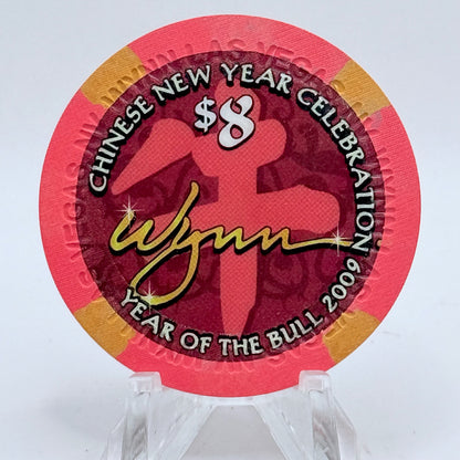Wynn Las Vegas Nevada 2009 'Year Of The Bull' LE $8 Casino Chip E8436