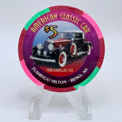 Flamingo Hilton Reno Nevada 1996 '1930 Cadillac V16' Series 6 LE $5 Casino Chip N7927
