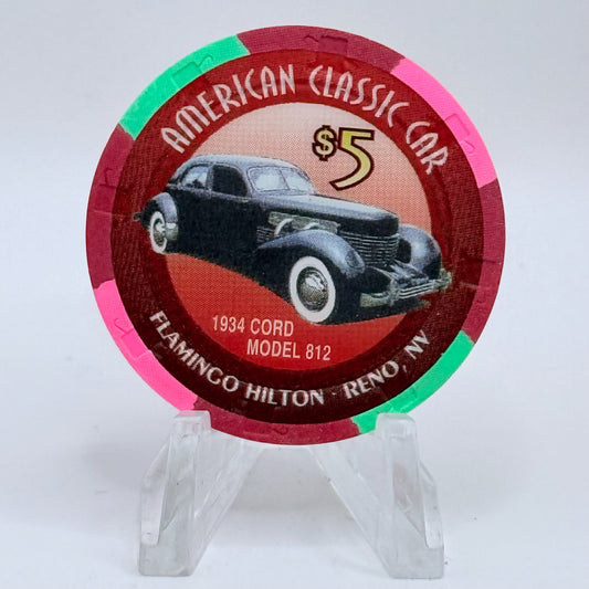 Flamingo Hilton Reno Nevada 1996 '1934 Cord Model 812' Series 6 LE $5 Casino Chip N7930