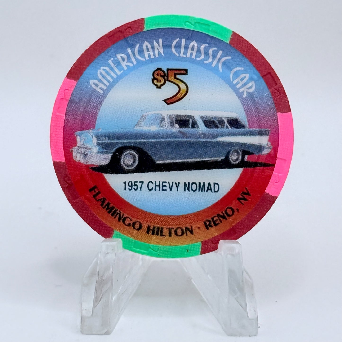 Flamingo Hilton Reno Nevada 1996 '1957 Chevy Nomad' Series 6 LE $5 Casino Chip N7933