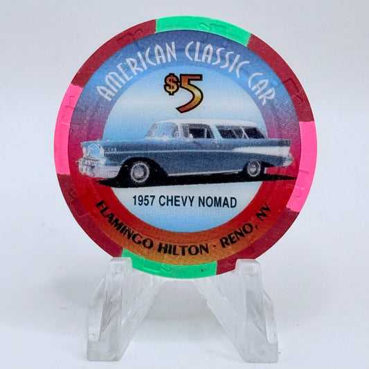 Flamingo Hilton Reno Nevada 1996 '1957 Chevy Nomad' Series 6 LE $5 Casino Chip N7933