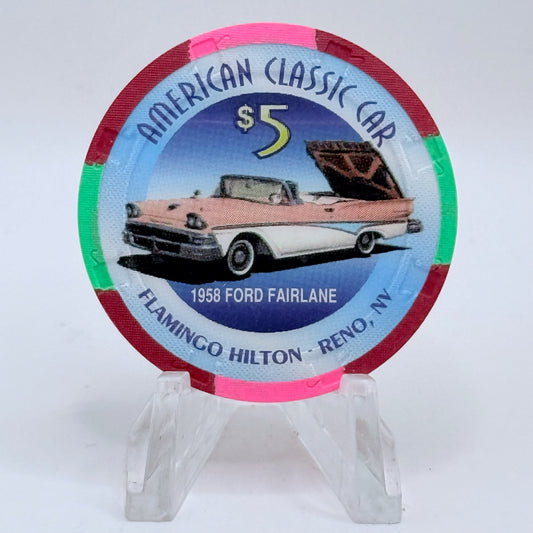 Flamingo Hilton Reno Nevada 1996 '1958 Ford Fairlane' Series 6 LE $5 Casino Chip N7929